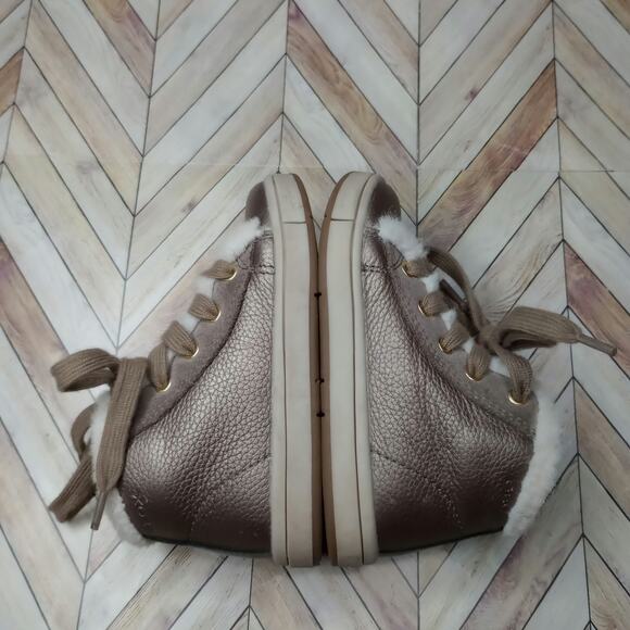 Geox Girls Kids Trottola High Cut Shoes Lace Up Faux Fur Metallic Brown US 7 - Picture 5 of 9